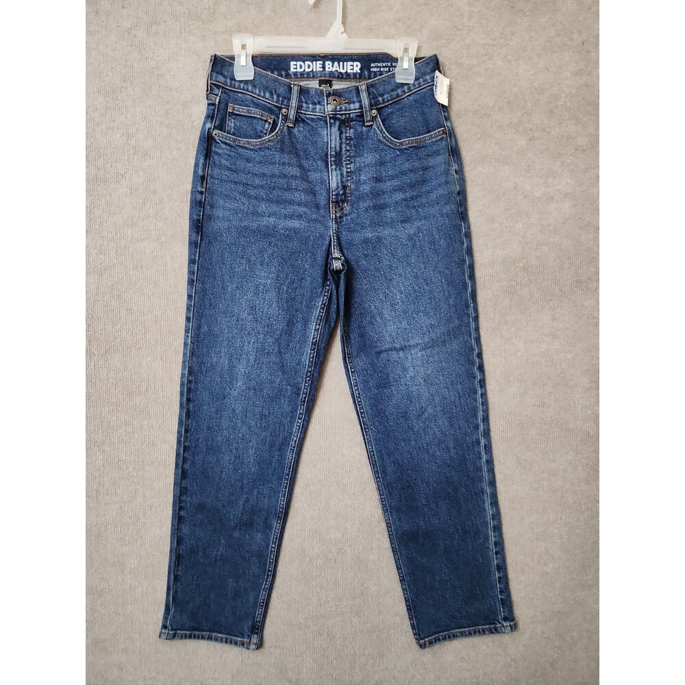 Eddie Bauer Authentic Voyager Straight Jeans Womens 8 Blue Medium Wash NWOT